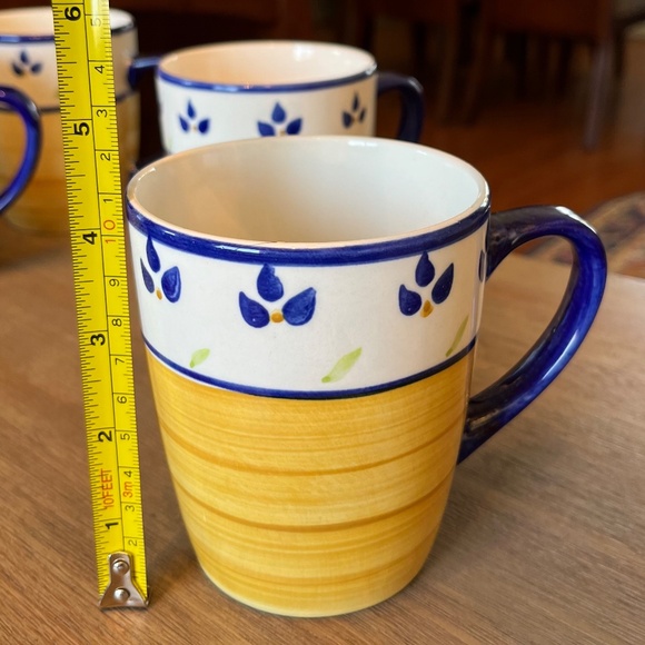 Set of Four (4) Color Strokes Blue Leaves Mugs; Home Collection - Picture 10 of 10